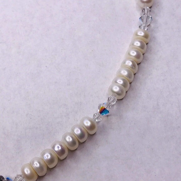 Lety G Sterling Silver Calla Lily FLower Charm Pearl Necklace Faceted Glass Bead - Picture 5 of 12